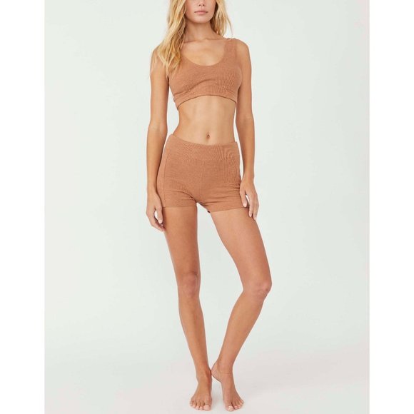 🎉LAST CHANCE🎉 NWT Free People Issa Lifestyle Boyshorts / Cafe Au Lait - Picture 2 of 6